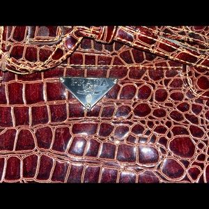 Red Snakeskin Leather Purse with Polkadots